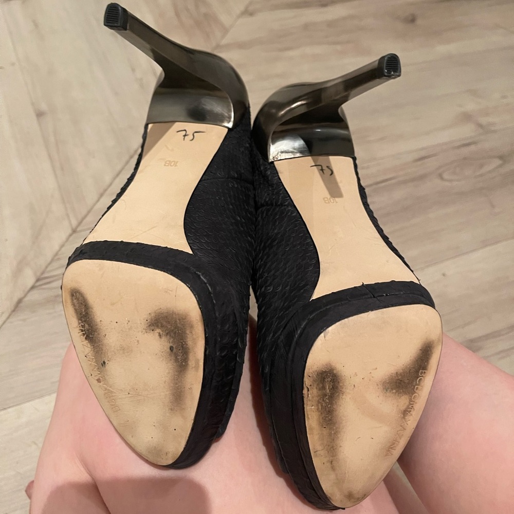 Bcbg Maxazria Python Open Toe Platform Heel Booti… - image 7